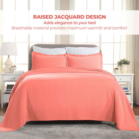 Lightweight Cotton Bedspread Set 3-Piece Paisley Jacquard Matelassé