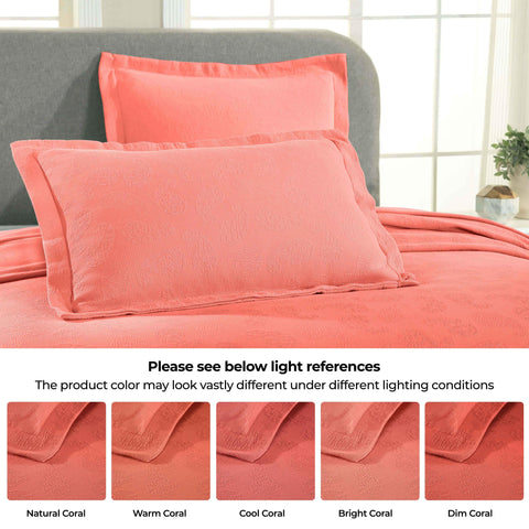 Lightweight Cotton Bedspread Set 3-Piece Paisley Jacquard Matelassé