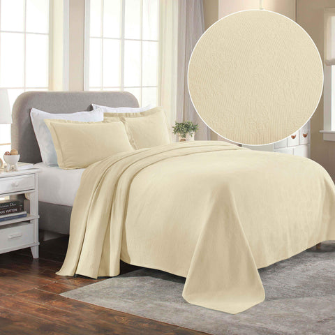 Lightweight Cotton Bedspread Set 3-Piece Paisley Jacquard Matelassé