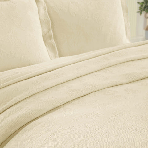 Lightweight Cotton Bedspread Set 3-Piece Paisley Jacquard Matelassé