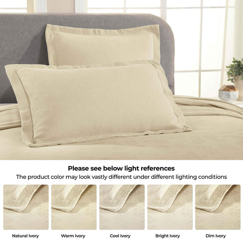 Lightweight Cotton Bedspread Set 3-Piece Paisley Jacquard Matelassé