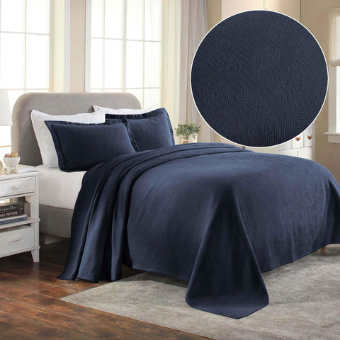 Lightweight Cotton Bedspread Set 3-Piece Paisley Jacquard Matelassé