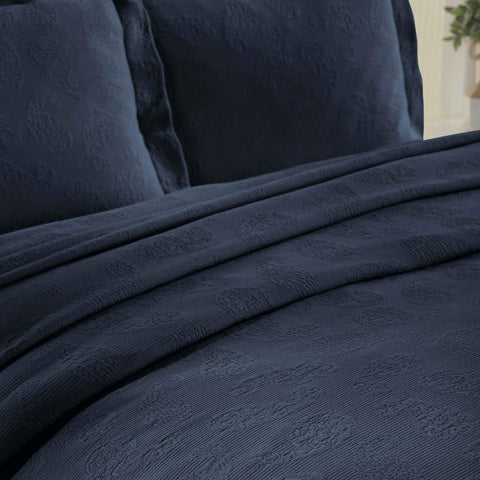 Lightweight Cotton Bedspread Set 3-Piece Paisley Jacquard Matelassé