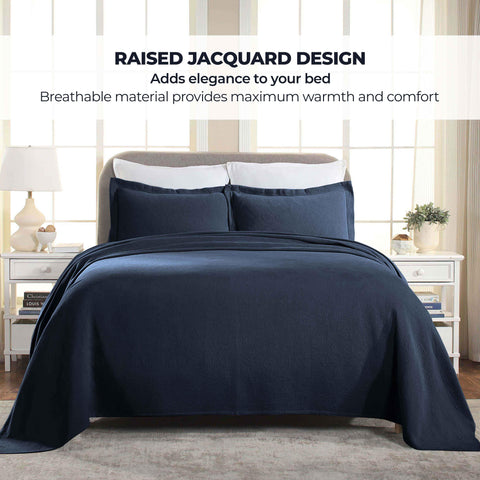 Lightweight Cotton Bedspread Set 3-Piece Paisley Jacquard Matelassé