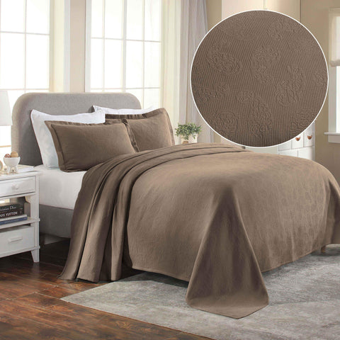Lightweight Cotton Bedspread Set 3-Piece Paisley Jacquard Matelassé