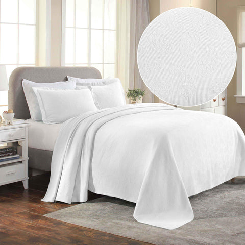 Lightweight Cotton Bedspread Set 3-Piece Paisley Jacquard Matelassé