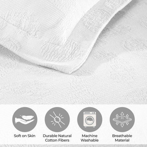 Lightweight Cotton Bedspread Set 3-Piece Paisley Jacquard Matelassé