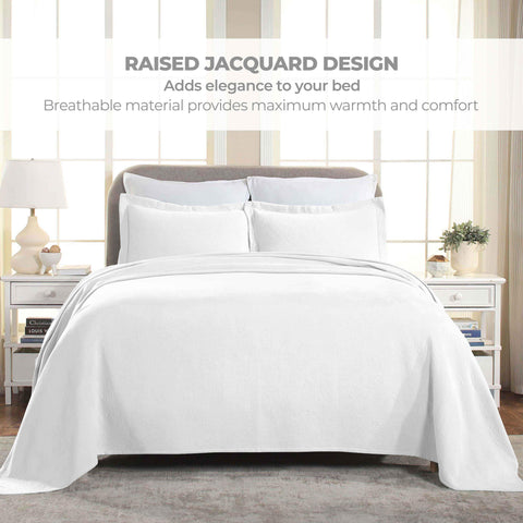 Lightweight Cotton Bedspread Set 3-Piece Paisley Jacquard Matelassé