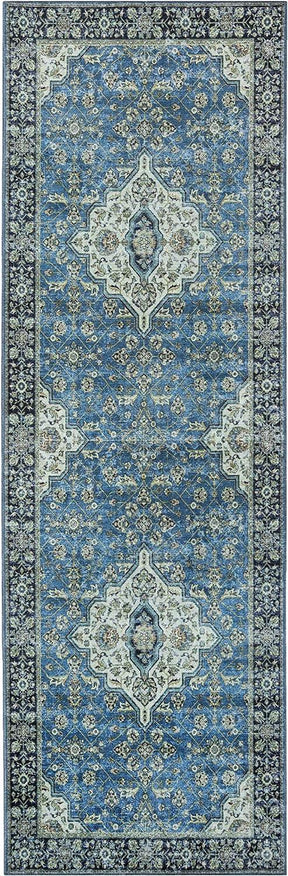 Jat Traditional Medallion Washable Indoor Area Rug or Runner Rug