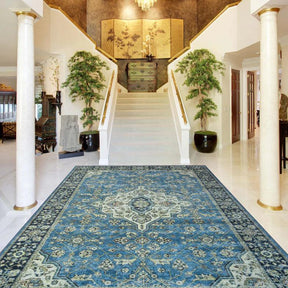 Jat Traditional Medallion Washable Indoor Area Rug or Runner Rug