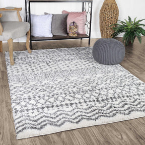Jayce Boho Geometric Area Rug Indoor Plush Shag Rugs