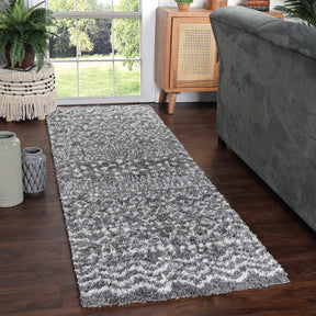 Jayce Boho Geometric Area Rug Indoor Plush Shag Rugs