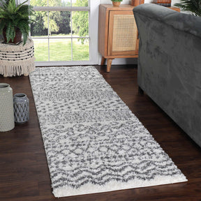 Jayce Boho Geometric Area Rug Indoor Plush Shag Rugs