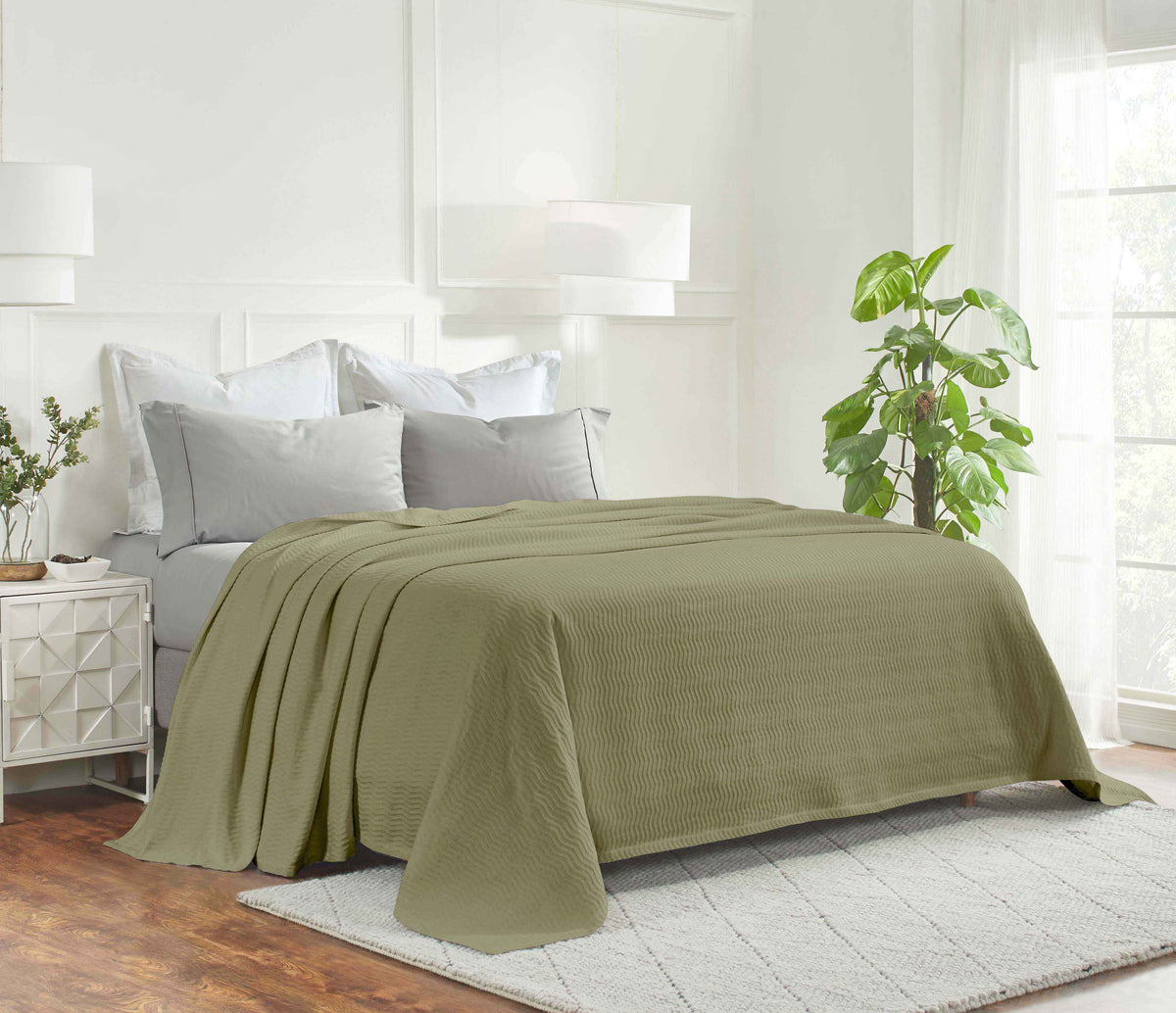 Jena Cotton Textured Chevron Lightweight Woven Blanket