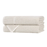 Cotton Blend Textured Checkered Bath Towel Set of 2