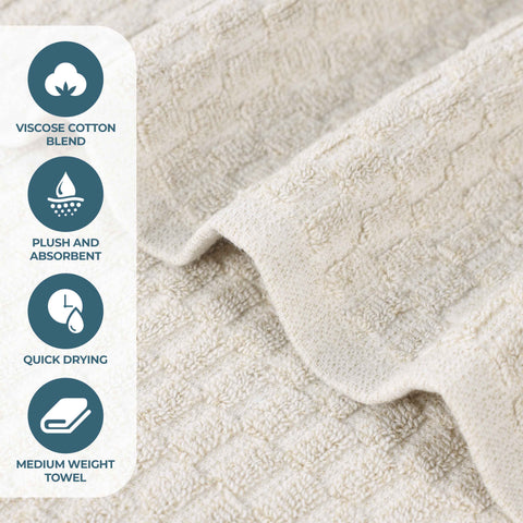 Cotton Blend Textured Checkered Bath Towel Set of 2