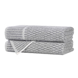 Cotton Blend Textured Checkered Bath Towel Set of 2