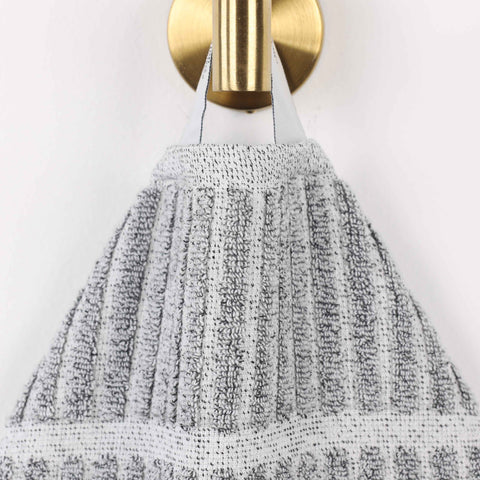 Cotton Blend Textured Checkered Bath Towel Set of 2