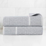 Cotton Blend Textured Checkered Bath Towel Set of 2