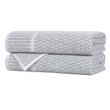 Cotton Blend Textured Checkered Bath Towel Set of 2