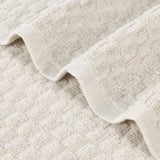 Juno Cotton Blend Textured Checkered Ribbed Border Hand Towels, Set of 6