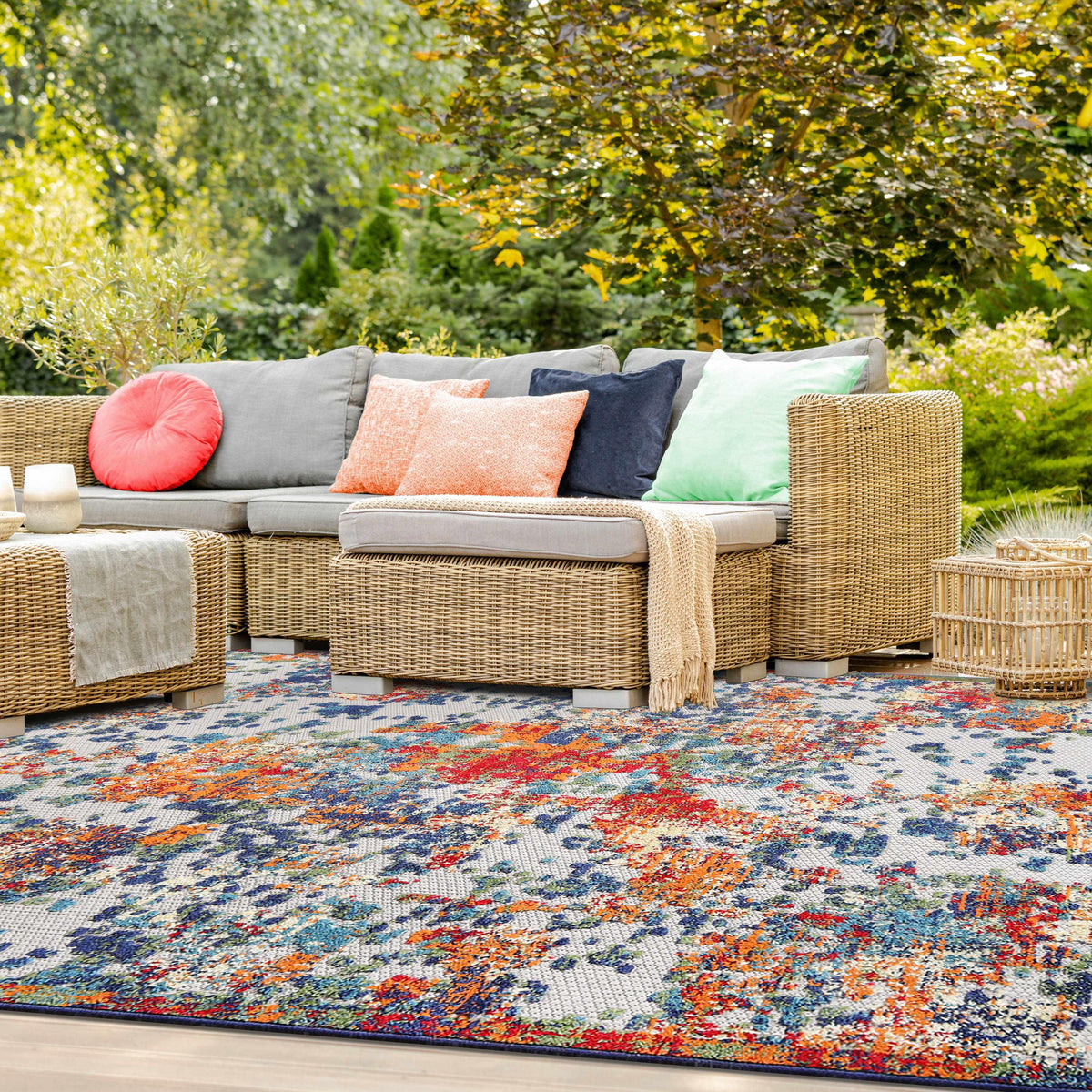Kalina Abstract Splatter Area Rug Modern Indoor Outdoor Rug