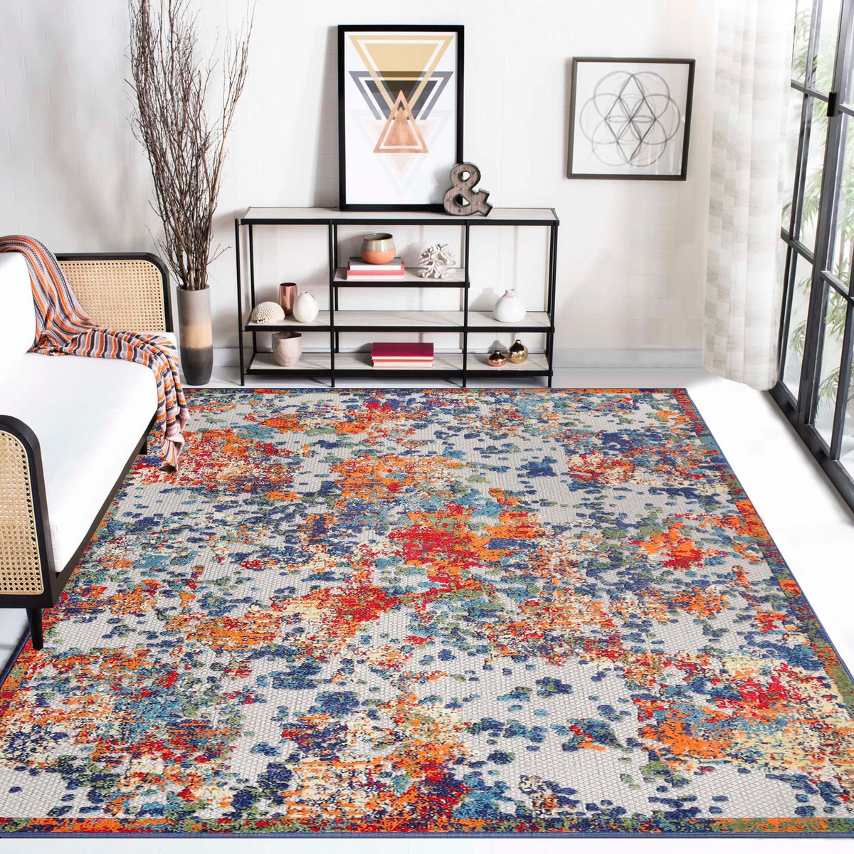 Kalina Abstract Splatter Area Rug Modern Indoor Outdoor Rug