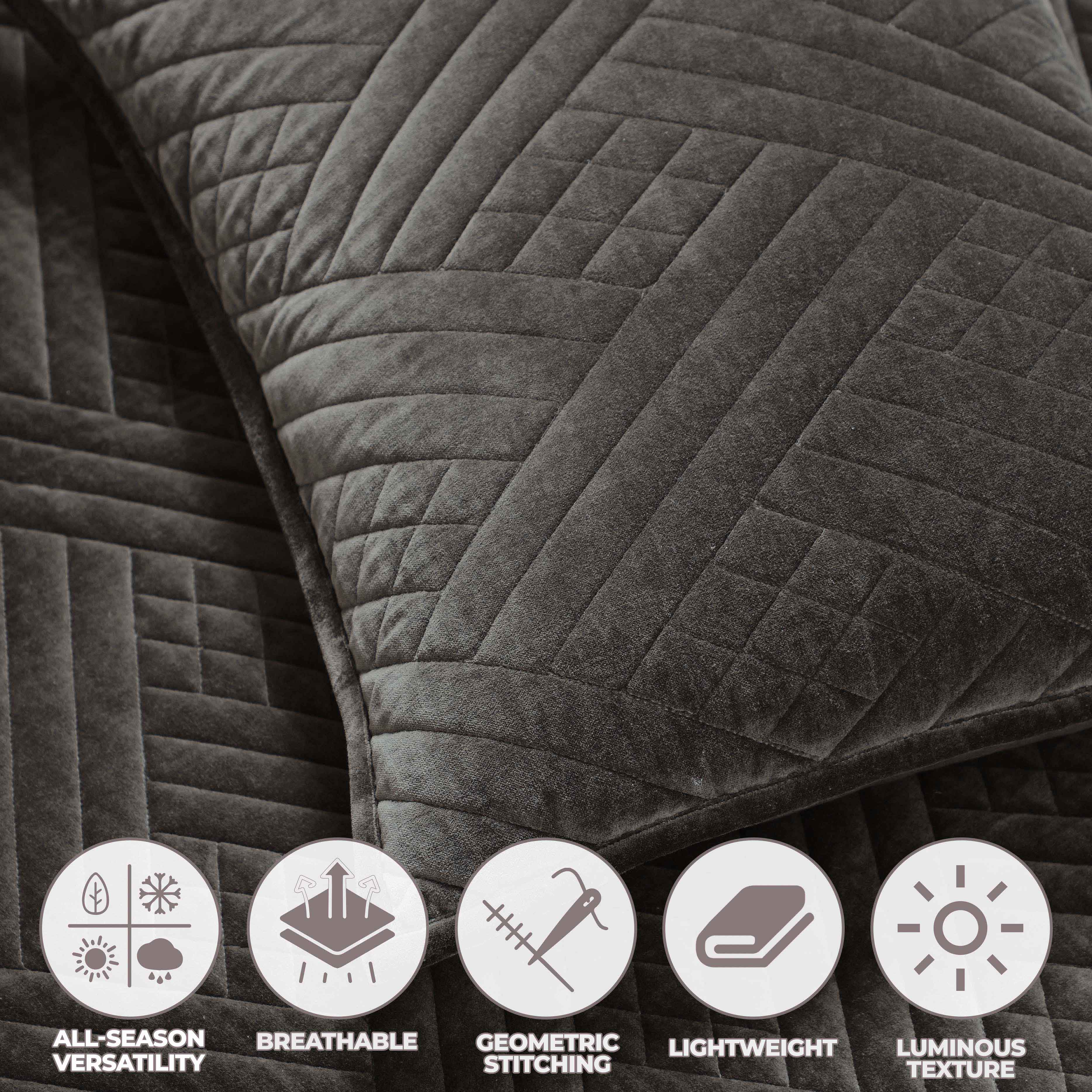 Karina Cotton Velvet Lightweight Geometric Quilt and Pillow Sham Set