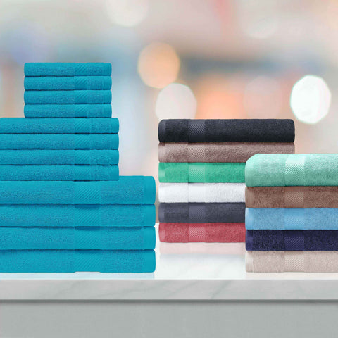 Egyptian Cotton Dobby Border Medium Weight Bath Towel Set of 4