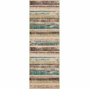 Kylemore Abstract Striped Distressed Indoor Area Rug or Runner Rug