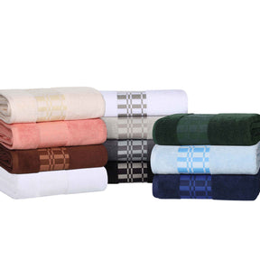 Larissa Cotton Geometric Border Bath Towel Set of 4