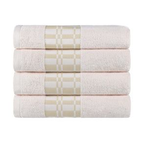 Larissa Cotton Geometric Border Bath Towel Set of 4