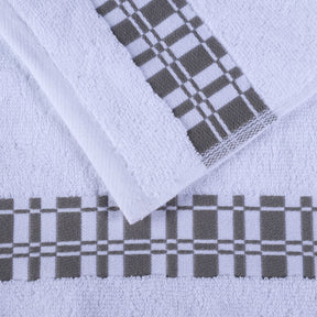 Larissa Cotton Geometric Border Bath Towel Set of 4