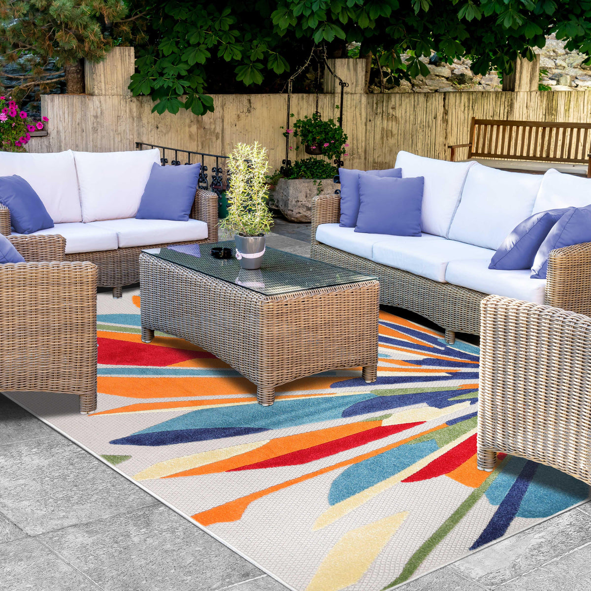 Leander Geometric Abstract Area Rug Modern Indoor Outdoor Rugs