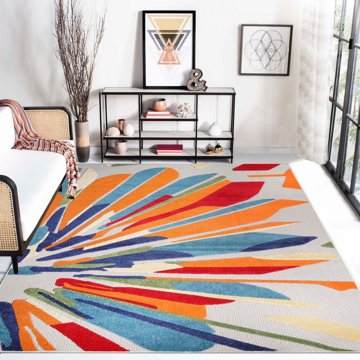 Leander Geometric Abstract Area Rug Modern Indoor Outdoor Rugs