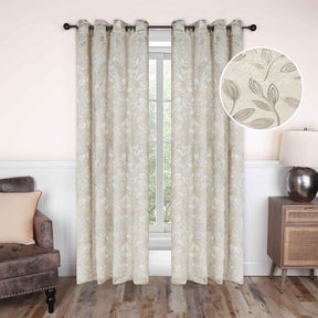 Leaves Machine Washable Room Darkening Blackout Curtains 8 Pieces