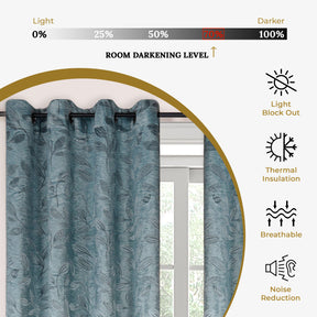 Leaves Machine Washable Room Darkening Blackout Curtains 8 Pieces