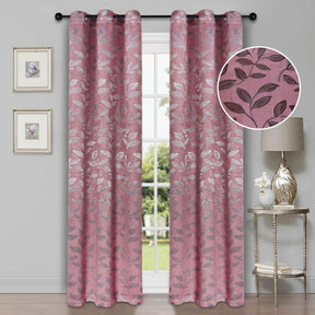 Leaves Machine Washable Room Darkening Blackout Curtains, Set of 2