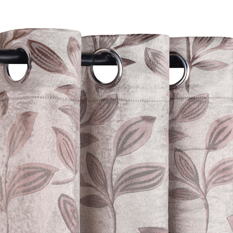Leaves Machine Washable Room Darkening Blackout Curtains, Set of 2