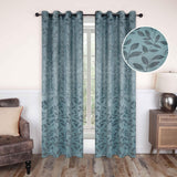 Leaves Machine Washable Room Darkening Blackout Curtains, Set of 2