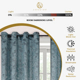 Leaves Machine Washable Room Darkening Blackout Curtains, Set of 2