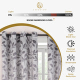 Leaves Machine Washable Room Darkening Blackout Curtains, Set of 2