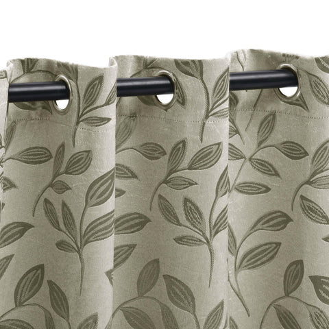 Leaves Machine Washable Room Darkening Blackout Curtains, Set of 2