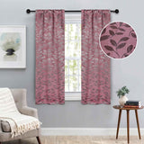 Leaves Machine Washable Room Darkening Blackout Curtains, Set of 2