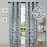 Leaves Machine Washable Room Darkening Blackout Curtains, Set of 2