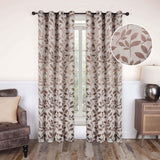 Leaves Machine Washable Room Darkening Blackout Curtains, Set of 2