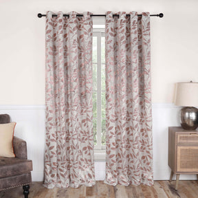 Leaves Machine Washable Room Darkening Blackout Curtains, Set of 2