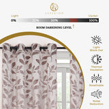 Leaves Machine Washable Room Darkening Blackout Curtains, Set of 2