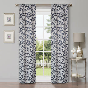 Leaves Machine Washable Room Darkening Blackout Curtains, Set of 2