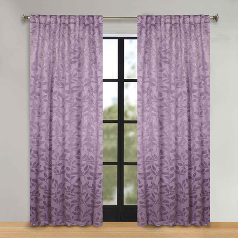 Leaves Room Darkening Back Tabs Blackout Curtain Panels, Set of 2